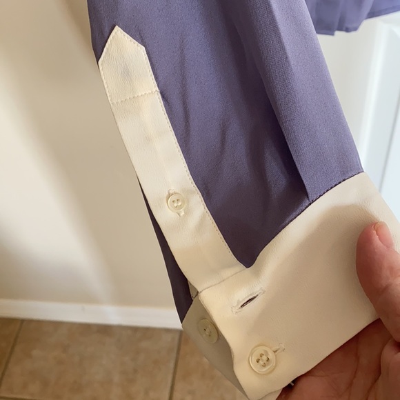 FACONNABLE SILK CORNFLOWER/IVORY BLOUSE with GREAT DETAILS SZ EUR 40, US 8 - Picture 8 of 9